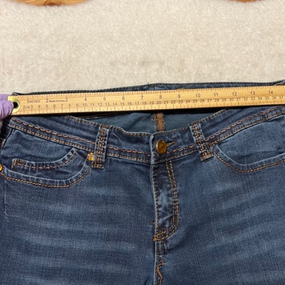 Seven7 Womens Blue Washed Bootcut Denim Thick Stitch Mid Rise Jeans Size 8 - Picture 10 of 12